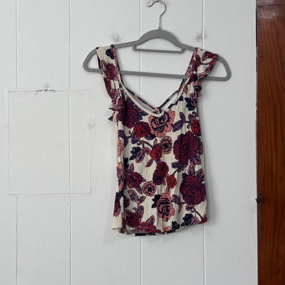 Daytrip Tops - Daytrip Womens Floral Print Tank Top Sleeveless Tied Back Small Boho